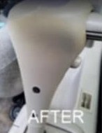 Stained console trim after detailing by Gifted Hands